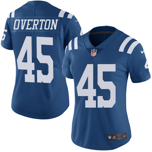 Women's Limited Matt Overton Nike Jersey Royal Blue - #45 Rush NFL Indianapolis Colts